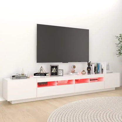 Meuble tv blanc moderne à led RGB intégrée 260cm