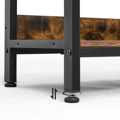 Meuble bas de rangement bois et metal style industriel sur pieds 6 compartiments sur 2 niveaux 120 x 33 x 80 cm