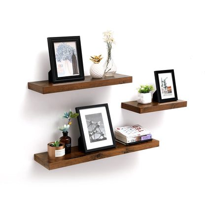 Etagère murale flottante industrielle en bois fonçé 20 x 40 x 4 cm