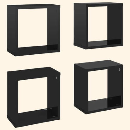 Etagère murale cube noire laquée ( lot de 4)