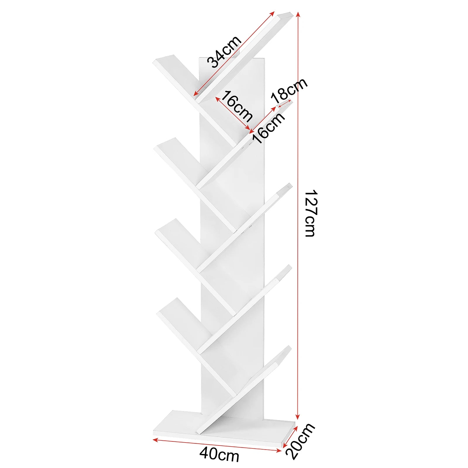 Etagère bibliothèque verticale blanche en quiconce arbre à livres