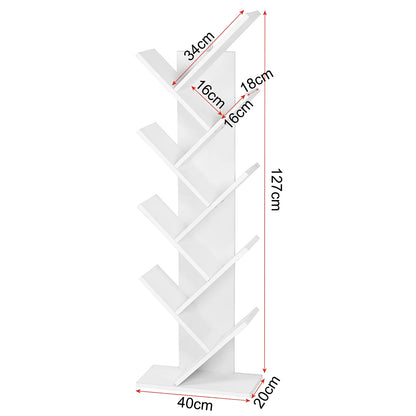 Etagère bibliothèque verticale blanche en quiconce arbre à livres