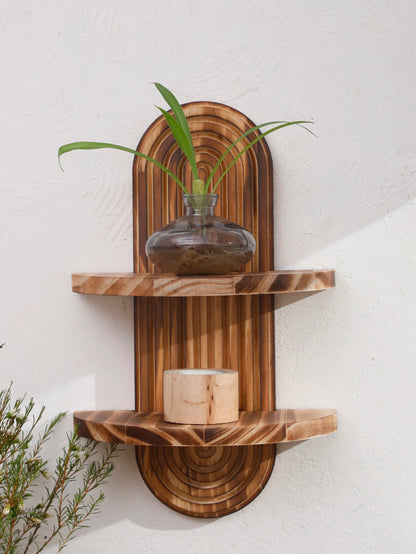 etagere murale flottante ovale boheme en bois