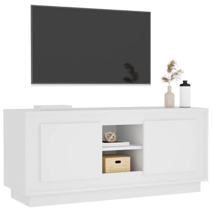 Meuble tv moderne bois blanc 100 cm largeur