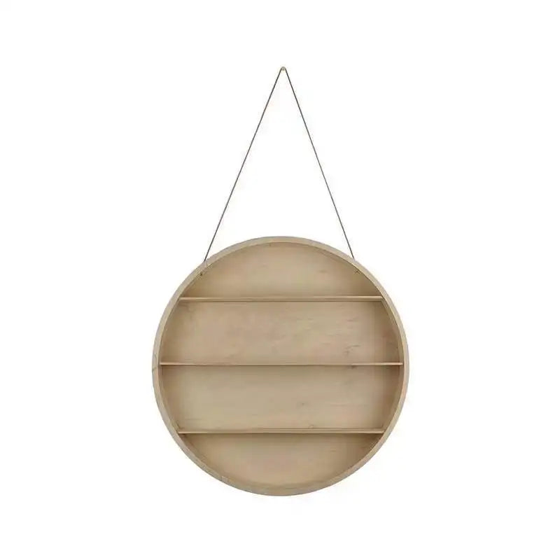 etagere ronde murale en bois clair suspendue décorative 