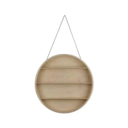 etagere ronde murale en bois clair suspendue décorative 