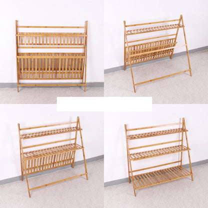 Etagère échelle pour plantes pliable à 3 niveaux en bambou
