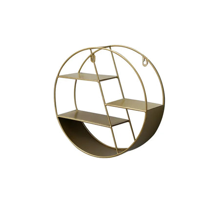 Etagère murale ronde en métal bronze a 3 niveaux