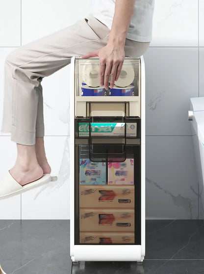 Meuble salle de bain blanc avec tiroirs de rangement intégrés