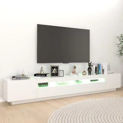 Meuble tv blanc moderne à led RGB intégrée 260cm