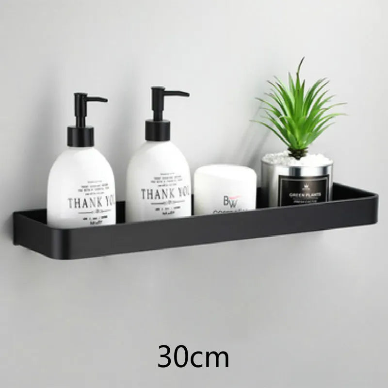 Etagère murale salle de bain en métal noir mate