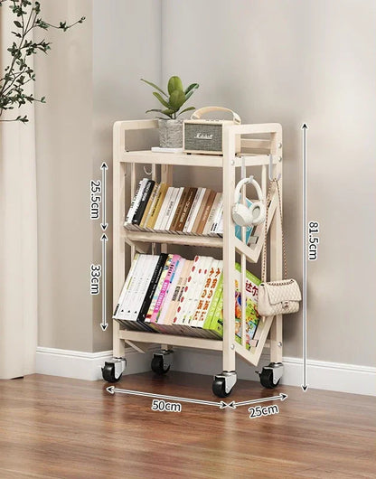 Chariot bibliothèque rotative en métal à plateaux inclinables