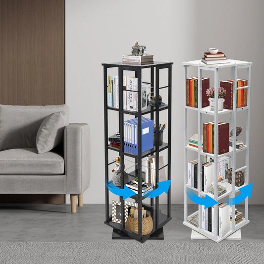 etagere rotative 360 en métal 4 niveaux forme rectangle type colonne

