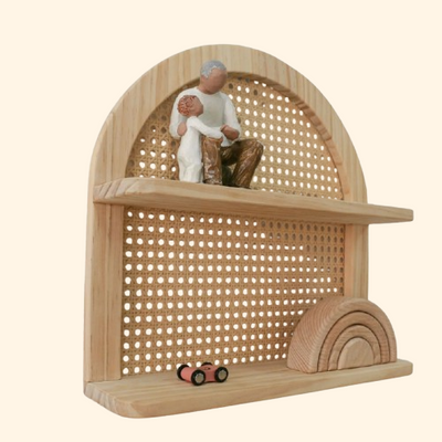 Etagère murale décorative rotin avec petits supports