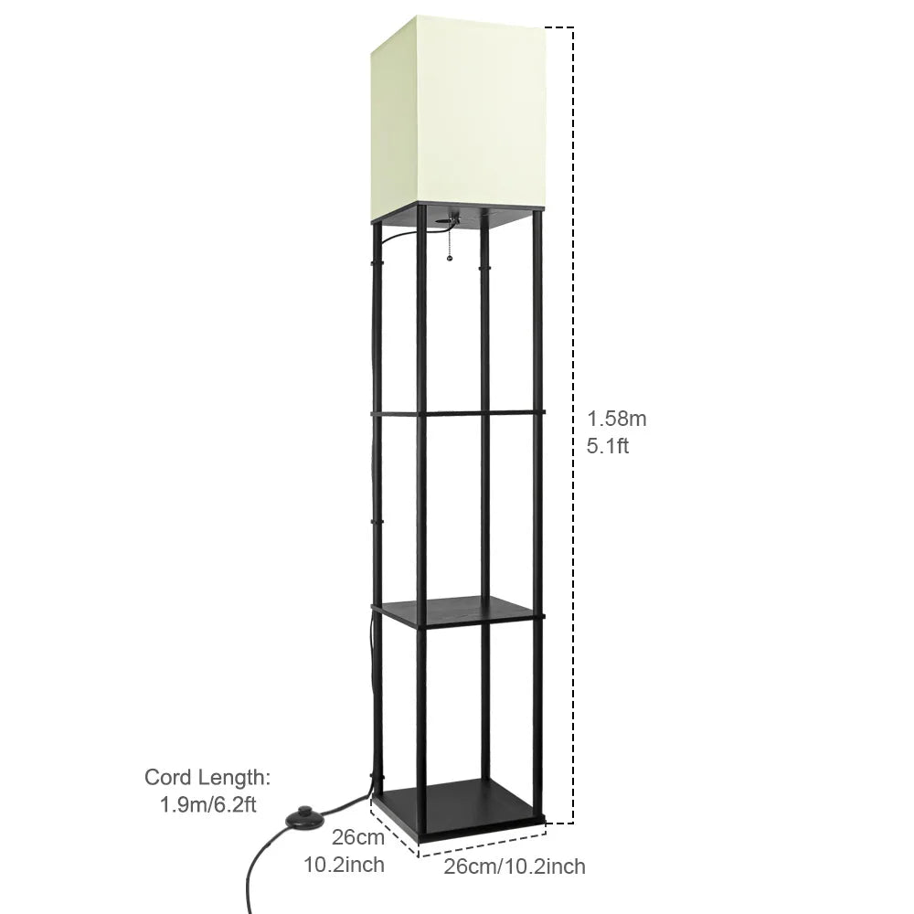 Lampadaire industriel avec étagères et abat-jour carré