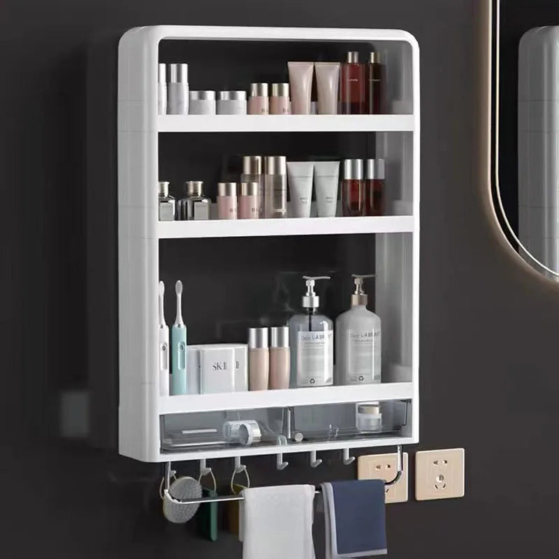 Meuble haut salle de bain blanc rangements muraux