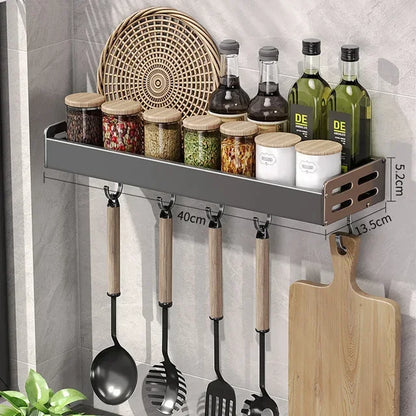 Etagère à épices murales design profonde en aluminium gris multi supports