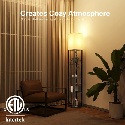 Lampadaire industriel avec étagères et abat-jour carré