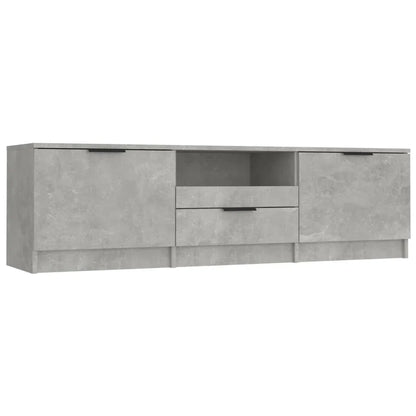 Meuble tv bois gris effet béton 140cm 3 portes