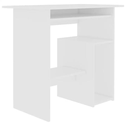 Bureau blanc 80 cm en bois avec rangement intégré