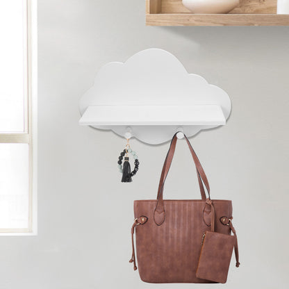 etagere nuage bois avec portes manteaux sous planche