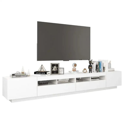 Meuble tv blanc moderne à led RGB intégrée 260cm