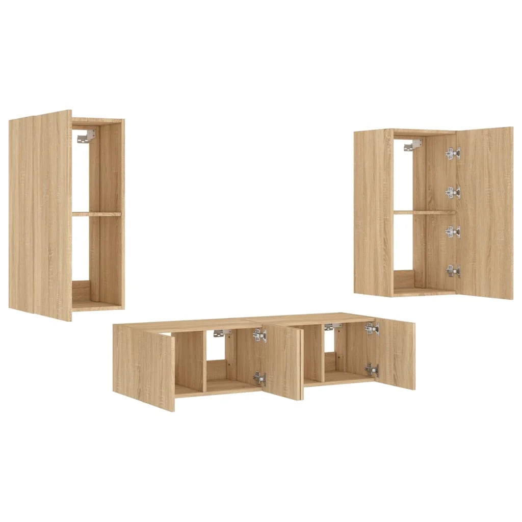 Meuble étagère murale lumineux en bois contre plaqué (set complet)