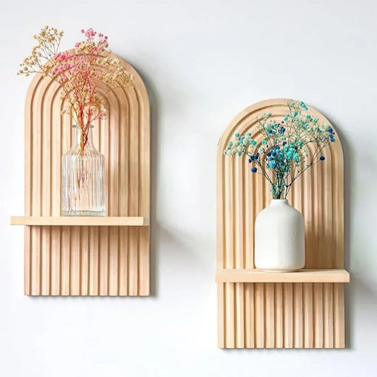Etagère avec support mural design arche bohème bois 
