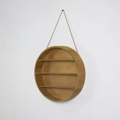 etagere ronde murale en bois naturel suspendue décorative