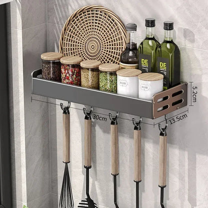 Etagère à épices murales design profonde en aluminium gris multi supports