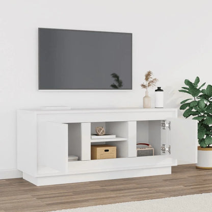 Meuble tv moderne bois blanc 100 cm largeur