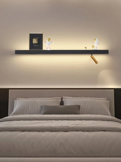 Etagère murale led design avec mini spot mobile suspendu