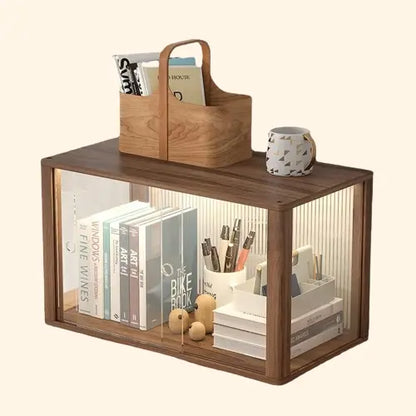 Etagère bureau à poser en bois avec façade transparente