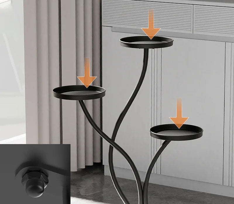 Etagere pour plantes  intérieur design sur pied central avec triple plateaux