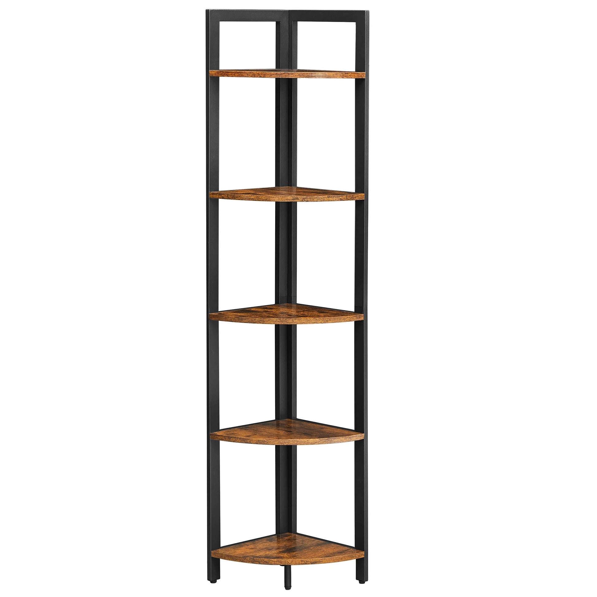 meuble gain de place coin de mur 5 niveaux noir et bois