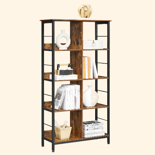Meuble de rangement en bois et acier noir 80 x 33 x 149 cm