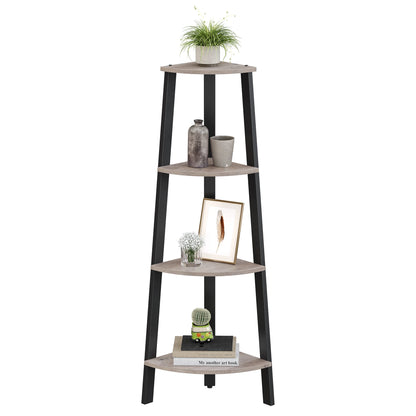Meuble d'angle à 4 niveaux style trépied étagère bois structure métal