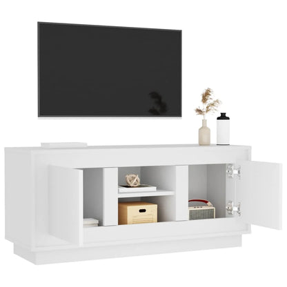 Meuble tv moderne bois blanc 100 cm largeur