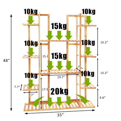 Meuble étagère pour plantes en bambou à 9 niveaux