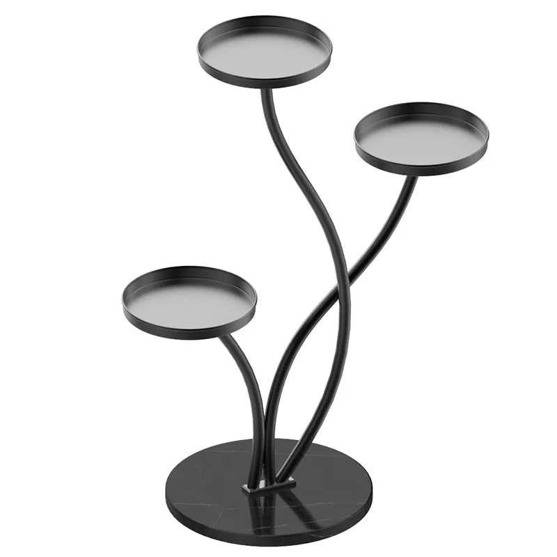 Etagere pour plantes  intérieur design sur pied central avec triple plateaux