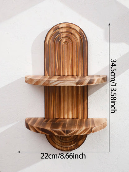 Etagère murale flottante bohème ovale en bois