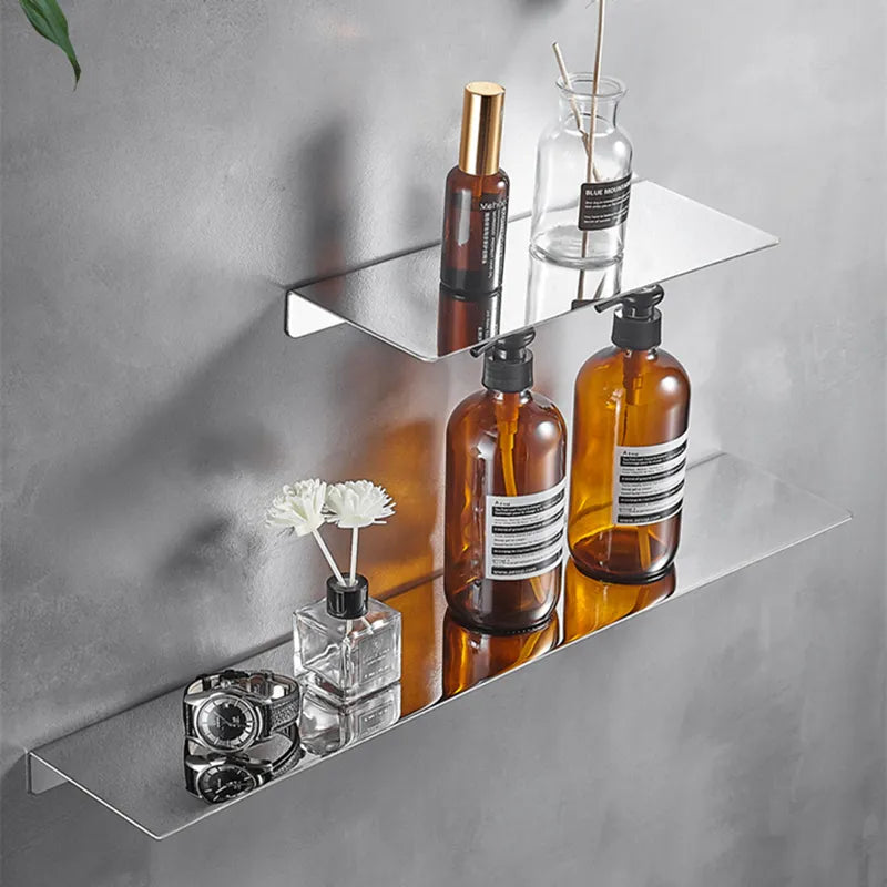 Etagère murale salle de bain en métal chromé minimaliste