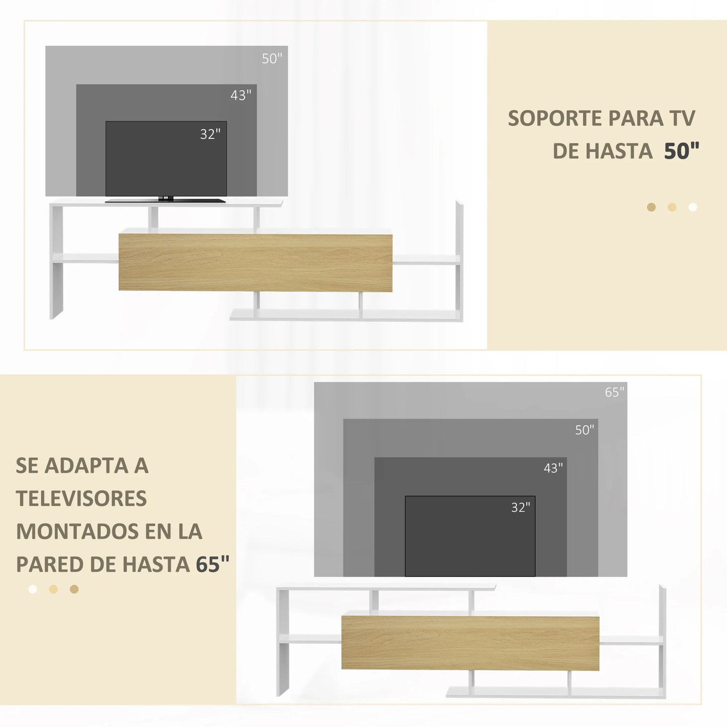 Meuble tv bois et blanc design destructuré