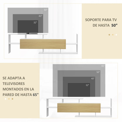 Meuble tv bois et blanc design destructuré