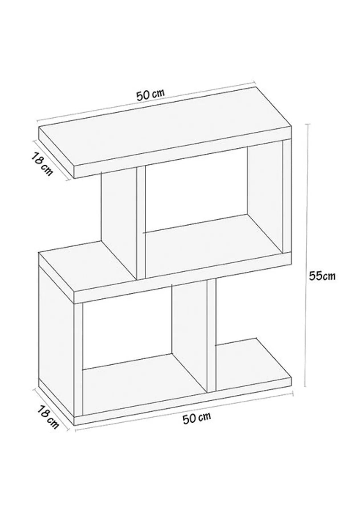 Etagère basse design bois blanc en S