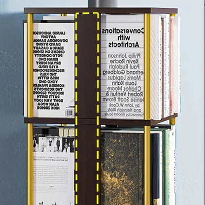 Etagère tournante pour livres verticale en métal et bois