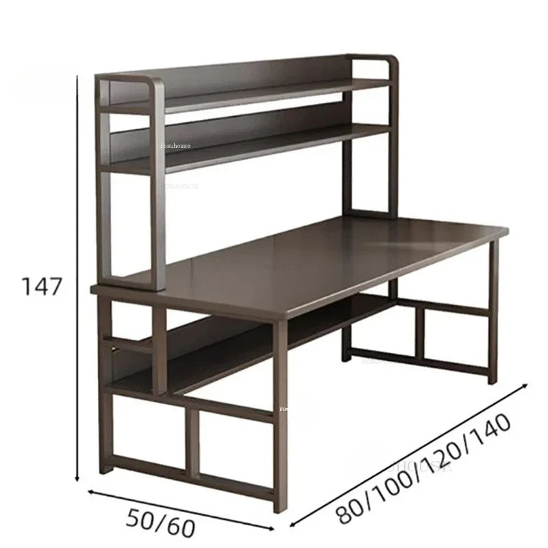 Meuble bureau métal et bois avec étagères intégrées