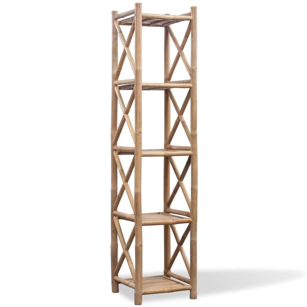 Etagère colonne 5 niveaux en bambou