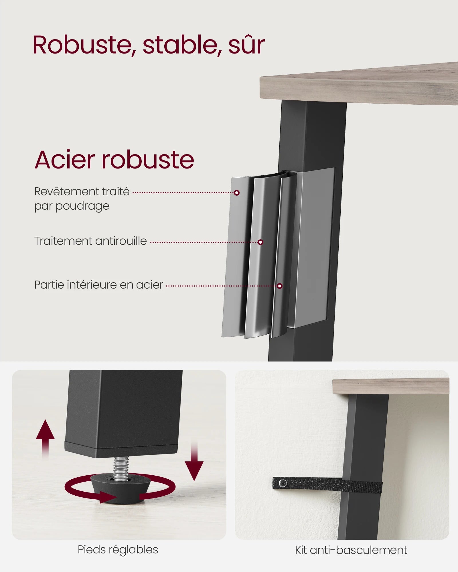 meuble étagère d’angle moderne en bois clair et métal noir mate trépied 