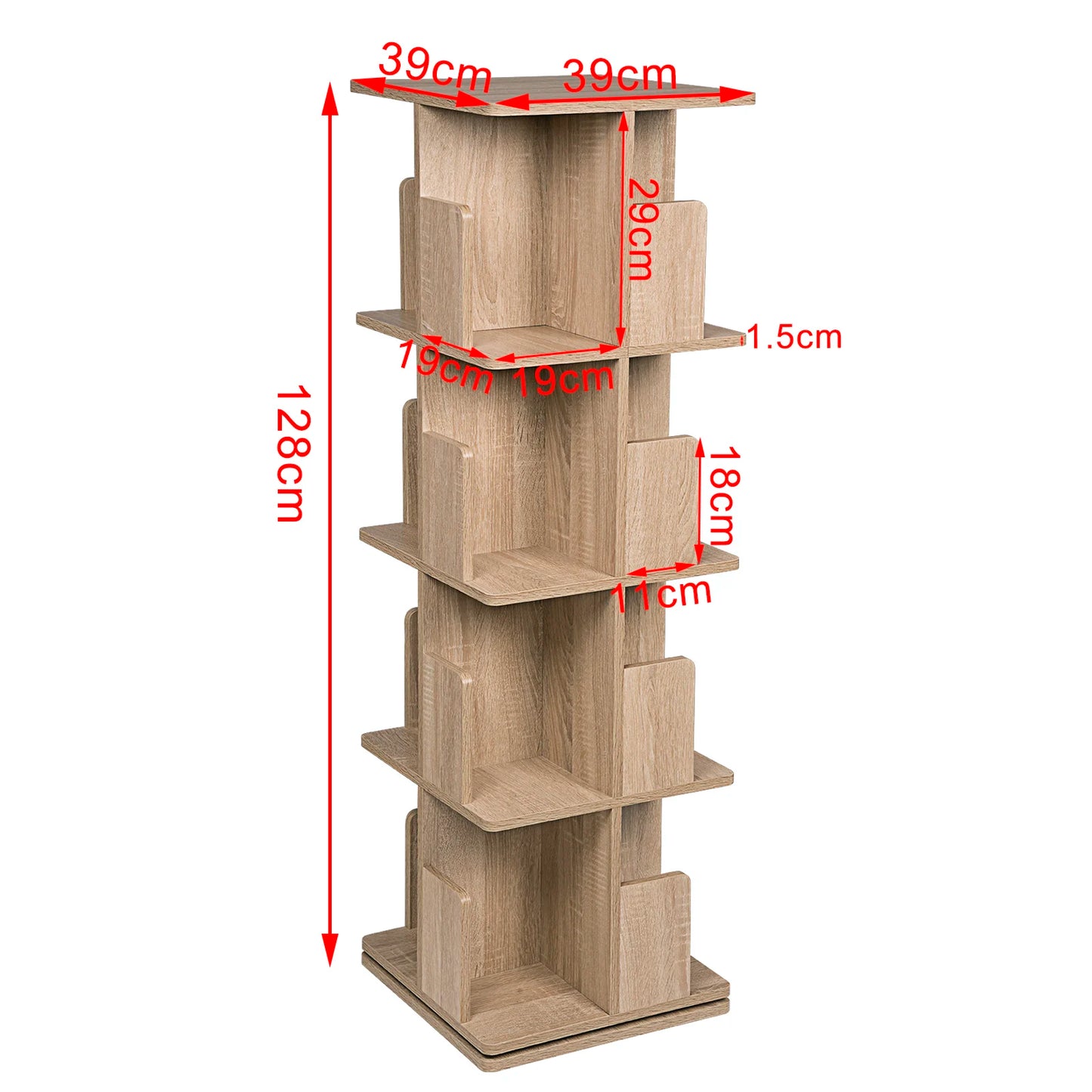 Bibliothèque rotative en bois 130 cm